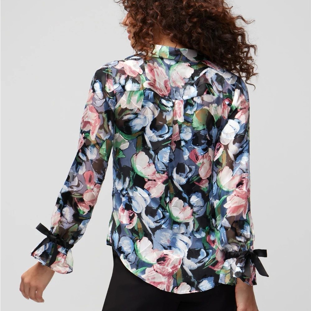 Silk blend White House Black Market Multicolor Floral Blouse